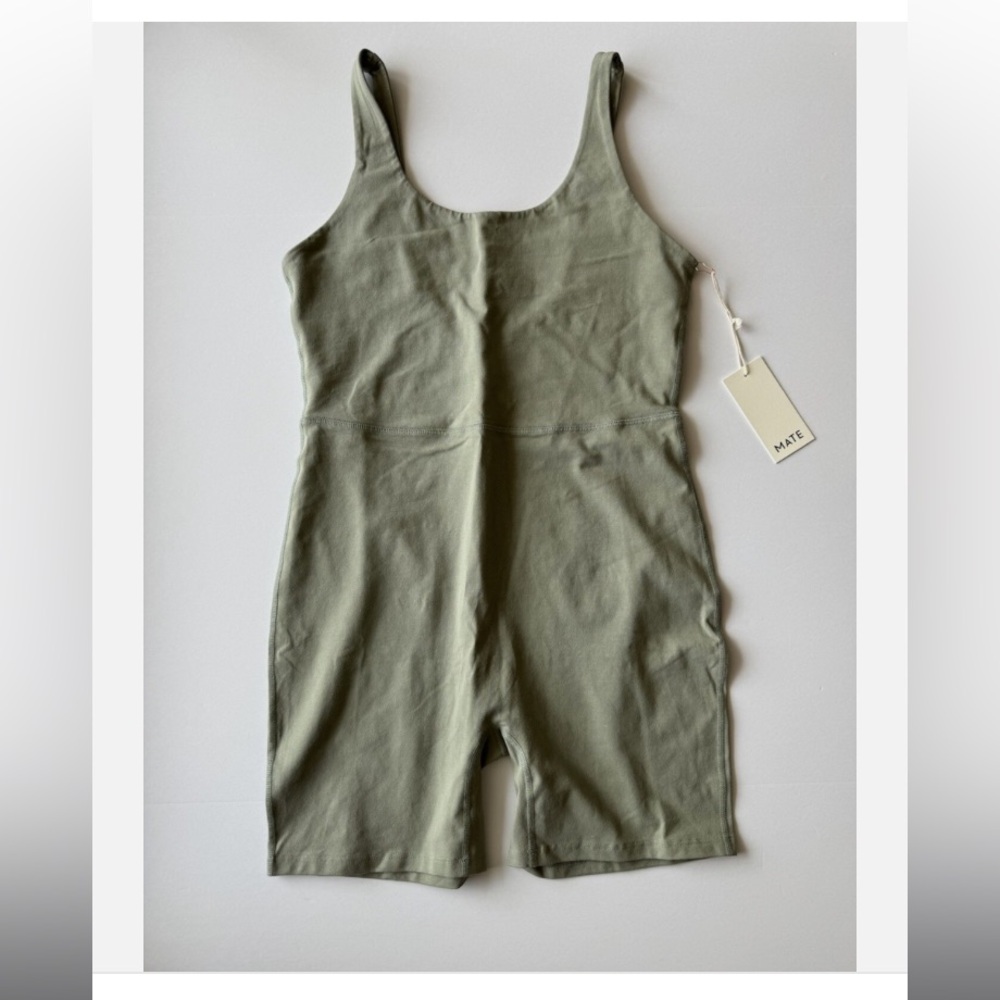 MATE The Label Organic Cotton Stretch Unitard Sage Green XL One Piece Workout